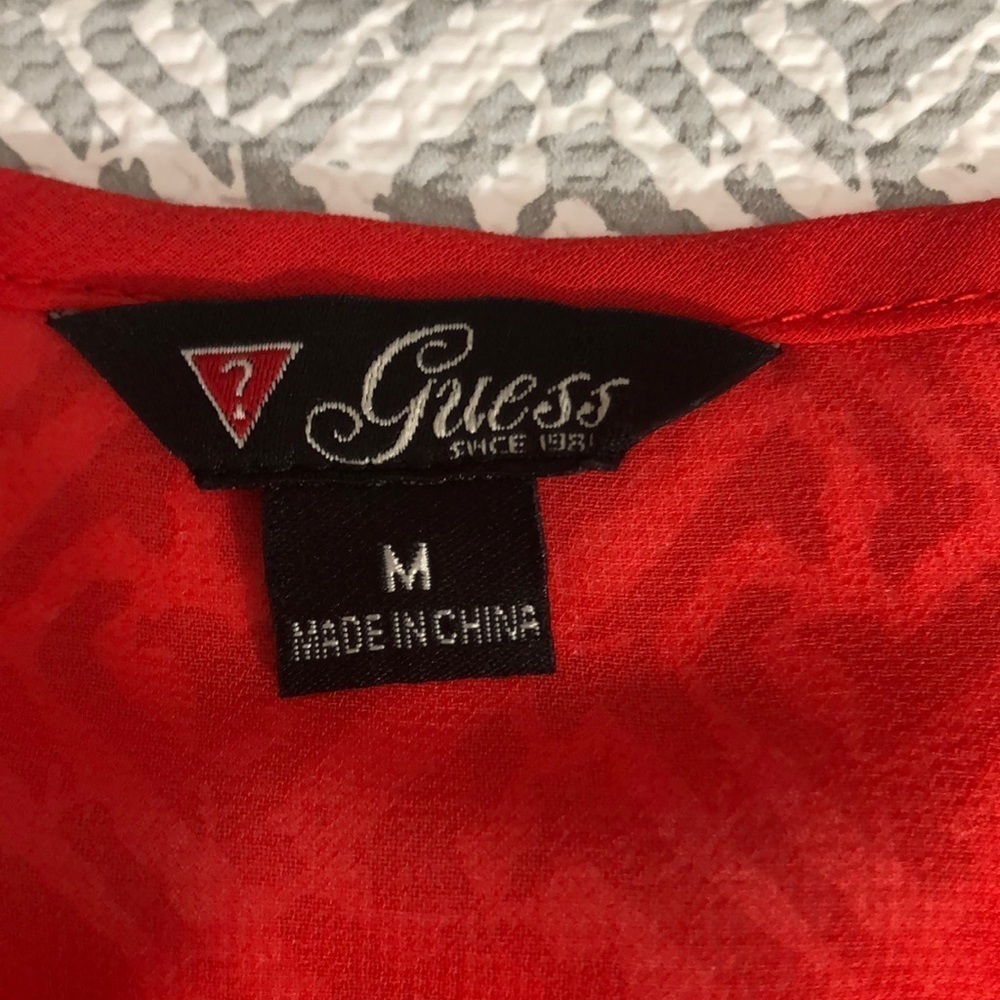 Guess Sheer Round Neck Blouse Medium - Picture 4 of 8